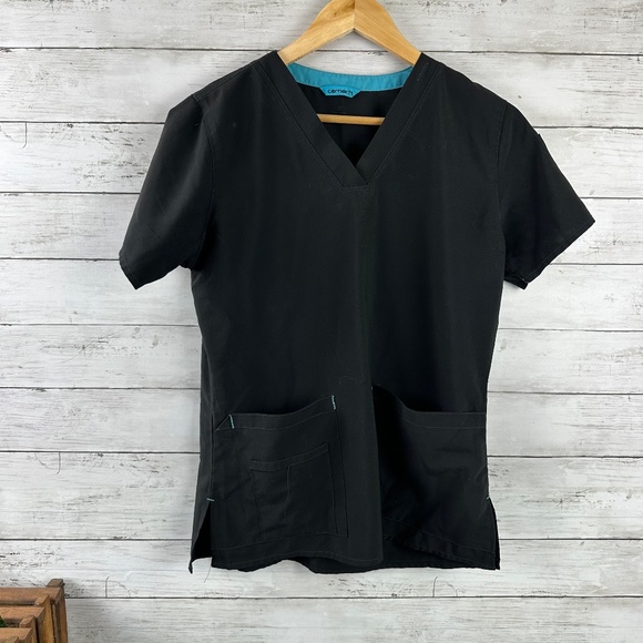 Lot of 4 Carhartt Force Scrub Shirt Women‎ Small Pockets Short Sleeve Black Worn - Picture 6 of 13